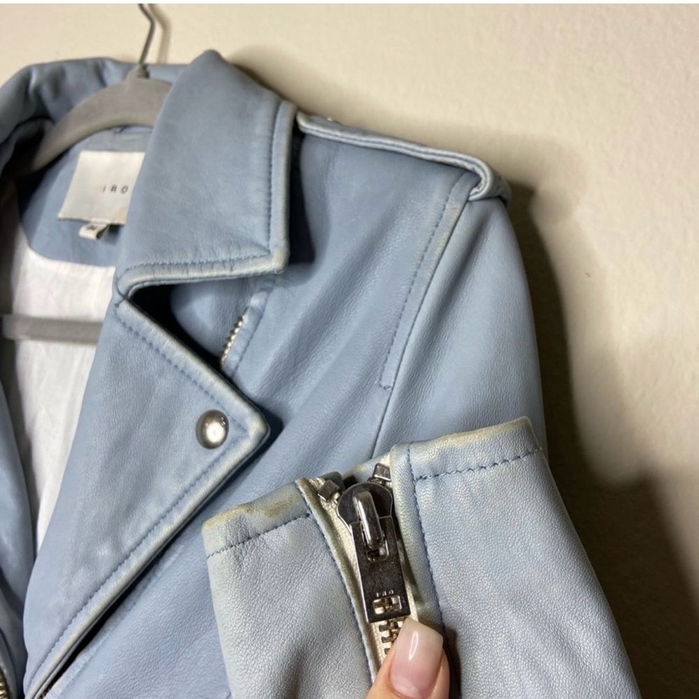 IRO Ashville Leather Lambskin Powder Blue Jacket 
Size: 34 | XS - Picture 10 of 12